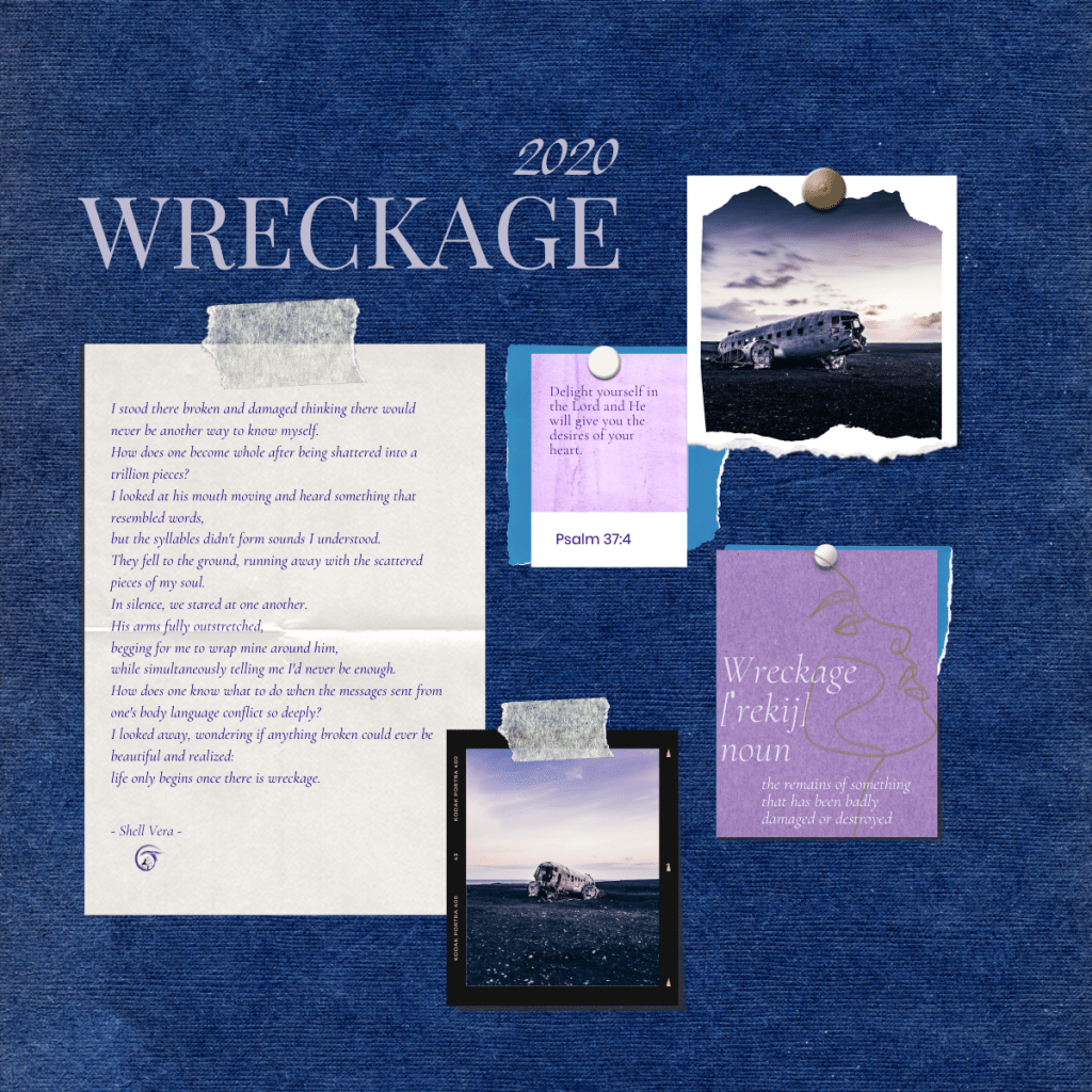 Mood board with poetry and pictures.
