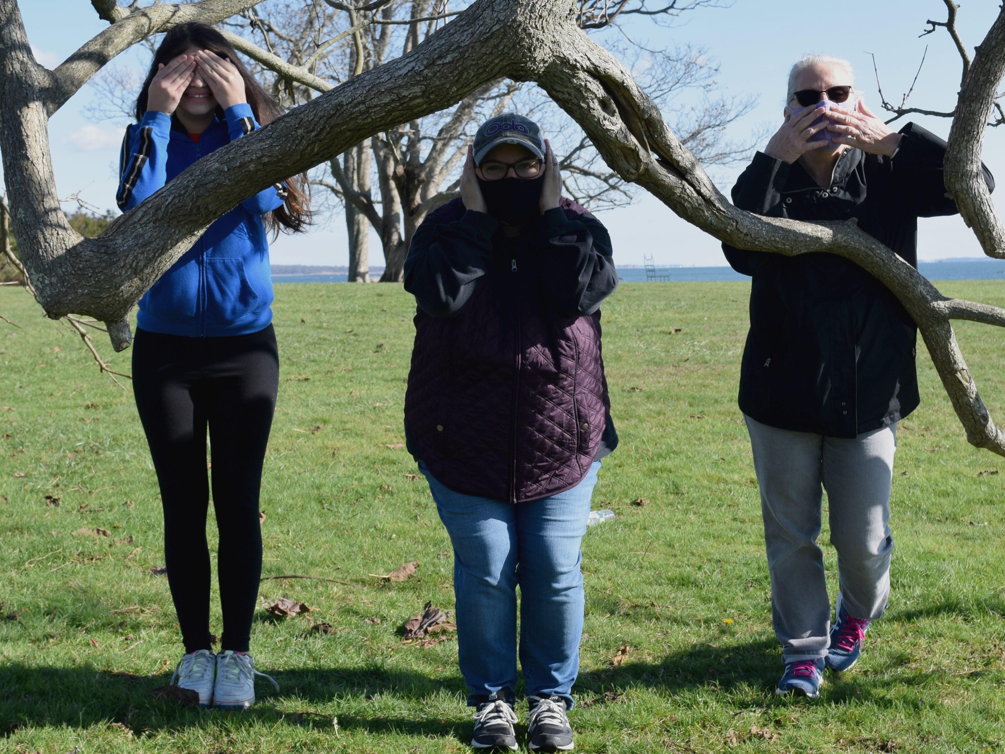 See no evil, hear no evil, speak no evil as shown by my mom, daughter, and me in November of last year.