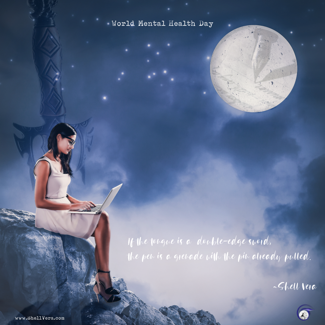 A graphic with the quote "If the tongue is a double-edged sword, the pen is a grenade with a pin already pulled."