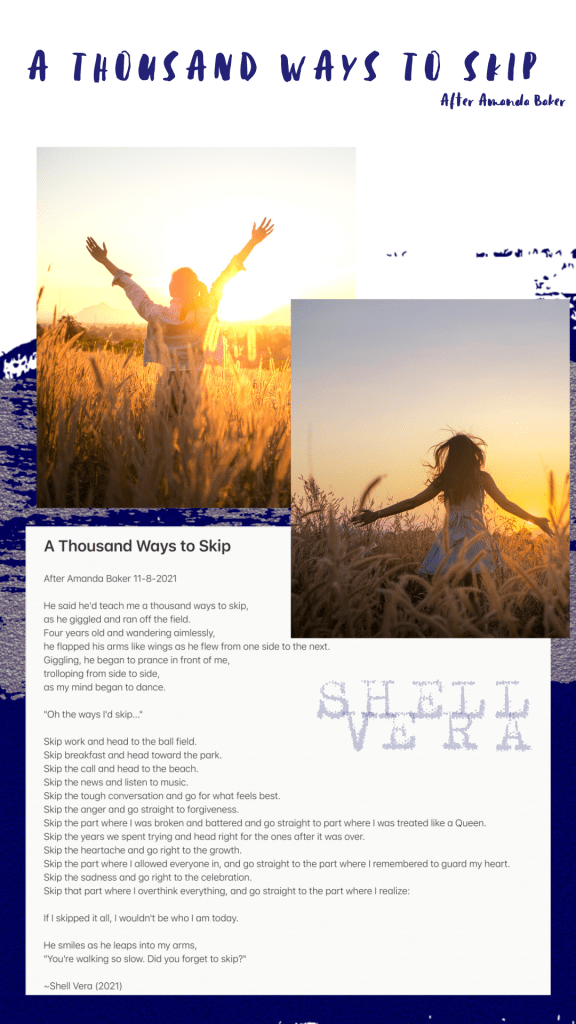 A picture with the poem written on it. Picture is from Instagram of a woman dancing in a field.